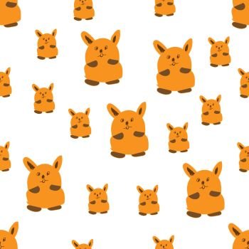 Vector seamless pattern with rabbits. Surface for wrapping paper, shirts, cloths, Digital paper. 