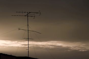 An old antena on the roof scene
