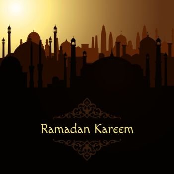 Ramadan. Arabic mosque background. Islam vector illustration. Silhouette of arabic architecture banner or poster to ramadan. Ramadan. Arabic mosque background. Islam vector illustration
