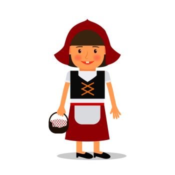 Little red riding hood. Girl costume for kids party or holiday. Vector illustration. . Little red riding hood vector