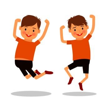 Happy boys jumping and smiling. Vector illustration.. Happy boy vector