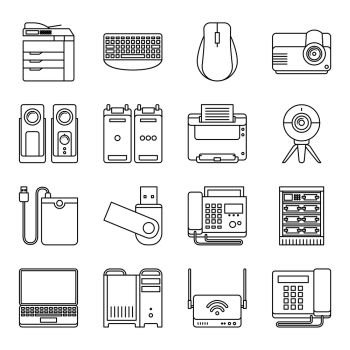 Electronics line icons. Electronic devices thin line vector signs. Electronic devices thin line signs