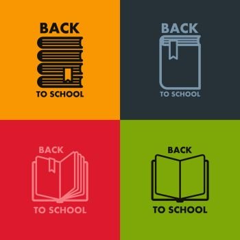Book logo set for education and school on color background. Book icon set for school vector