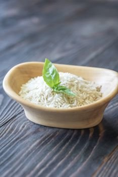 Bowl of uncooked basmati rice