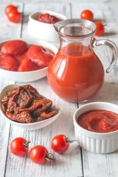Assortment of products made of tomatoes