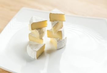 Slices of Camembert on the plate