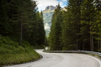 Mountain road - serpentine in the mountains Dolomites, Italy
