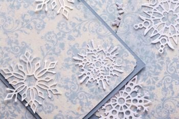 scrapbook. Christmas background - scrappaper and snowflakes. 

