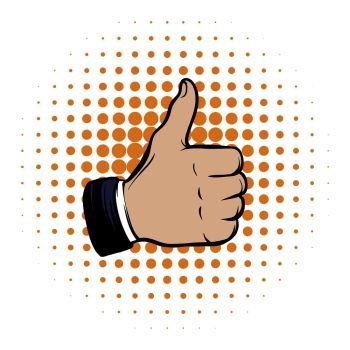 Hand doing a thumb up comics icon on a white background. Hand doing a thumb up comics icon