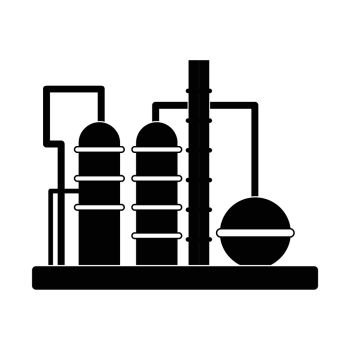 Oil refinery black simple icon isolated on white background. Oil refinery icon 