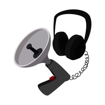 Spy listening device cartoon icon on a white background. Spy listening device cartoon icon