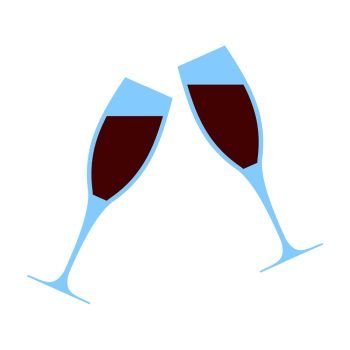 Two glasses flat icon isolated on white background. Two glasses flat icon