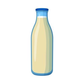Bottle of milk icon in cartoon style on a white background. Bottle of milk icon, cartoon style