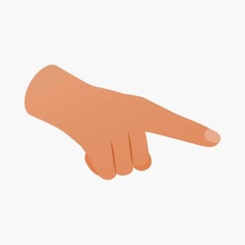 Pointing hand gesture icon in isometric 3d style on a white background. Pointing hand gesture icon, isometric 3d style