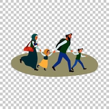Refugee family icon. Flat illustration of refugee family vector icon for web design. Refugee family icon, flat style
