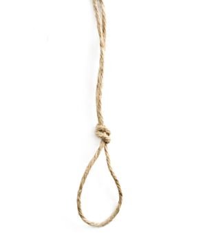 Gallows noose isolated on white background with sample text