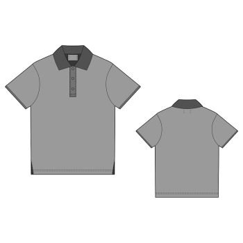 Polo t-shirt design template. Front and back vector. Technical sketch unisex t shirt. Polo t-shirt design template. Front and back. Technical sketch unisex t shirt