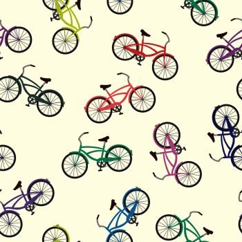 Summer pattern vector multicolor bicycle seamless on the white background