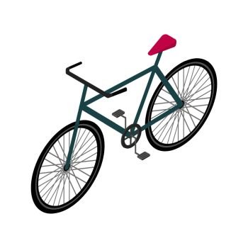 Isometric Bicycle Icon Isolated on White Background. Travel and Eco Transport Concept Vector Illustration in Modern Flat Style.. Isometric Bicycle Icon. Isolated vector. Travel and Eco Transport Concept Illustration.