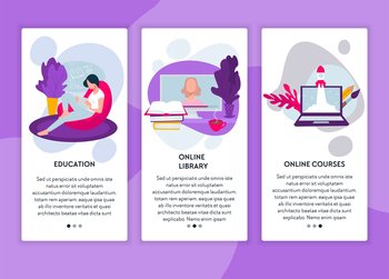 Education courses for students and pupils, online library base for learning and studying disciplines. Obtaining knowledge and new skills. Website or webpage template, landing page flat style vector. Online education with courses and library base web
