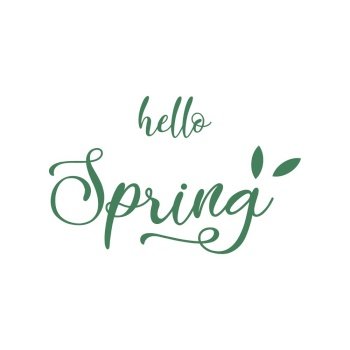 Hello Spring green logo, vector illustration