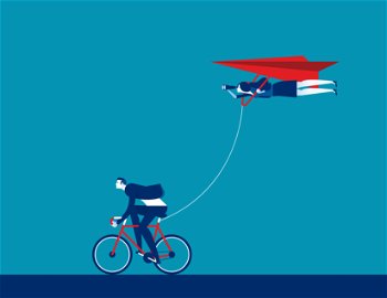 Teamwork to successful. Concept business team vector illustration, bicycle, Paper plane,, Direction.