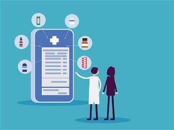 Online prescription, Healthcare technology concept, Medicine cartoon character vector design