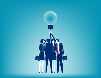 Business team choosing best idea. Concept business idea vector illustration, Teamwork, Colleague and Partnership