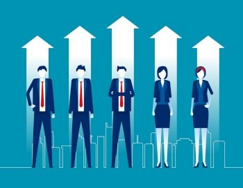 Successful business team standing together. Concept business growth financial arrow stock illustration, Teamwork
