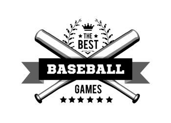 Emblem for the best baseball games consisting of a wreath of baseball laces and bats. Vector illustration. Emblem for the best baseball games consisting of a wreath of baseball laces and bats. Vector