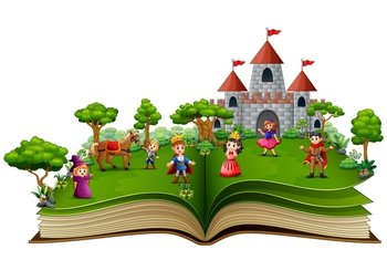 Story book with royal story cartoon