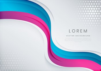 Abstract modern blue and pink gradient wave shape on white background with copy space for text. Vector illustration