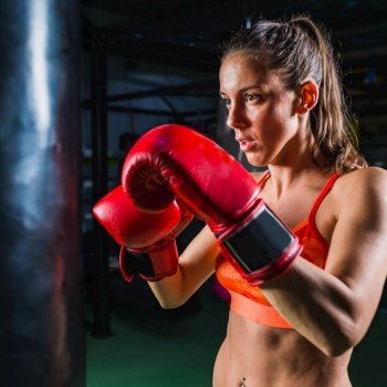 Woman on boxing training