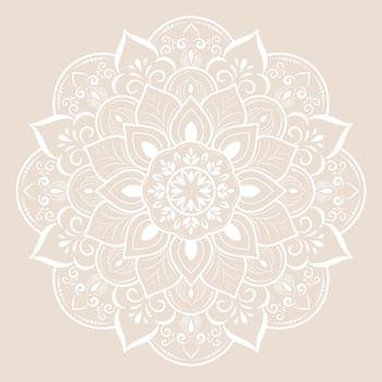 white Flower Mandala with vintage floral style, Vector mandala Oriental pattern, Hand drawn decorative element