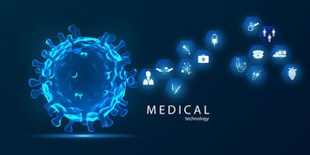 Medical treatment in innovation concept abstract  technology communication concept vector background. Coronavirus or Corona virus concept. covid-19