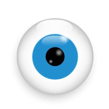 Isolated realistic blue eyeball. 3d illustration close up on white backdrop. Hand drawn. Vector illustration. Stock image. EPS 10.. Isolated realistic blue eyeball. 3d illustration close up on white backdrop. Hand drawn. Vector illustration. Stock image.
