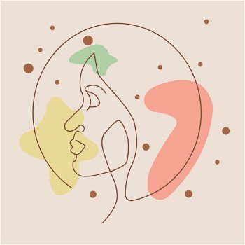 Abstact woman line art. Vector illustration. Woman face in linear style. 