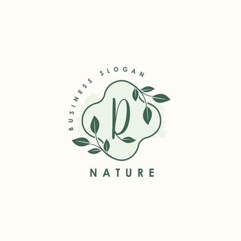 Nature Letter R logo. Green vector logo design botanical floral leaf with initial letter logo icon for nature business.