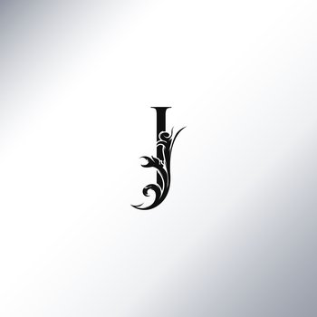 Art Deco Luxury J Letter logo, floral monogram and beautiful alphabet font. Art Deco in vintage style