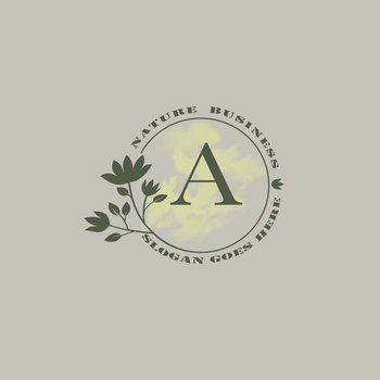 Circle nature tree A letter logo with green leaves in circle line shape for Initial business style with botanical leaf elements vector design.