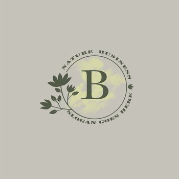 Circle nature tree B letter logo with green leaves in circle line shape for Initial business style with botanical leaf elements vector design.
