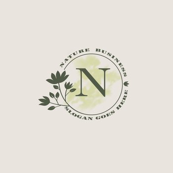 Circle nature tree N letter logo with green leaves in circle line shape for Initial business style with botanical leaf elements vector design.