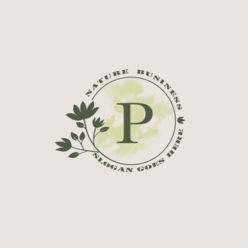 Circle nature tree P letter logo with green leaves in circle line shape for Initial business style with botanical leaf elements vector design.