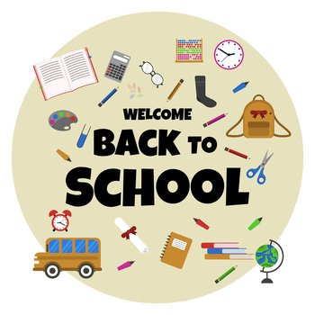 Welcome Back To School Circle Study Education Concept Vector Background