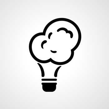 illustration of light bulb with brain icon vector