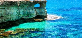 wonderful nature of Cyprus island. rocks of Cape Greco national park