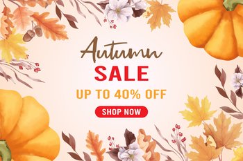 Beautiful autumn sale background in watercolor style