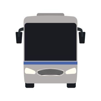 Tourist bus icon front view. Flat color design. Vector illustration.