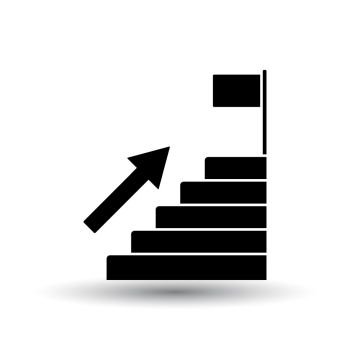 Ladder To Aim Icon. Black on White Background With Shadow. Vector Illustration.