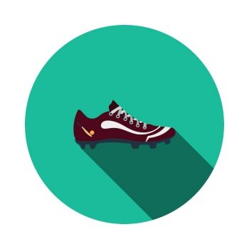 Crickets Boot Icon. Flat Circle Stencil Design With Long Shadow. Vector Illustration.